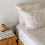 Bamboo Fitted Sheet & Pillowslips – Oat Gingham
