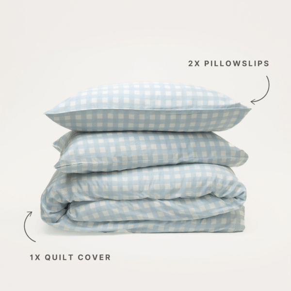 Bamboo Quilt Cover – Sky Gingham
