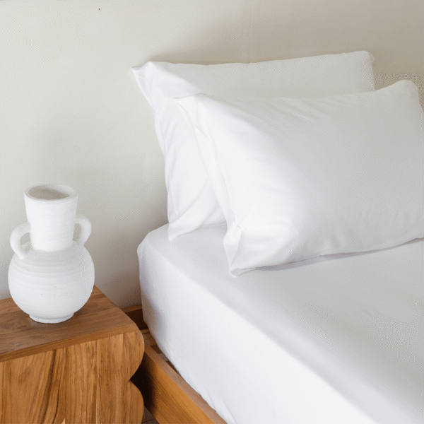 Bamboo Fitted Sheet & Pillowslips – White