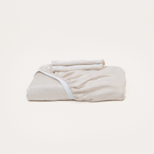 Bamboo Fitted Sheet & Pillowslips – Mocha Stripe