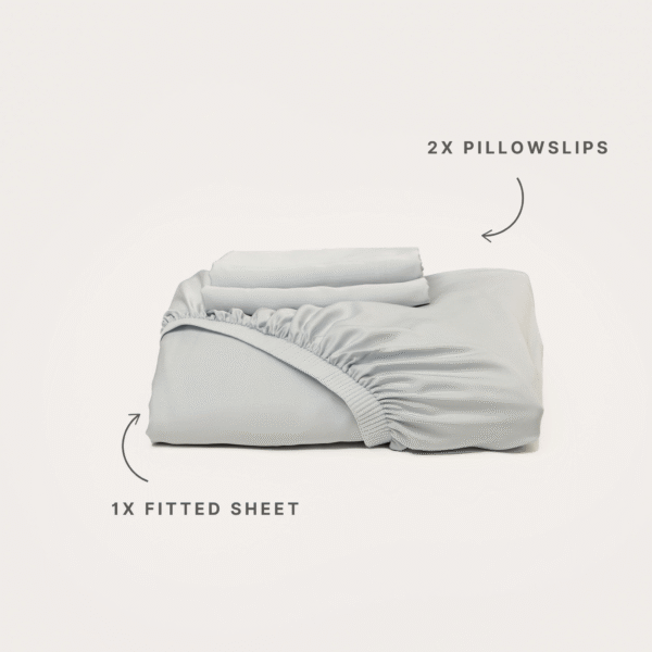 Bamboo Fitted Sheet & Pillowslips – Silver