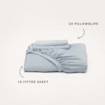 Bamboo Fitted Sheet & Pillowslips – Sky