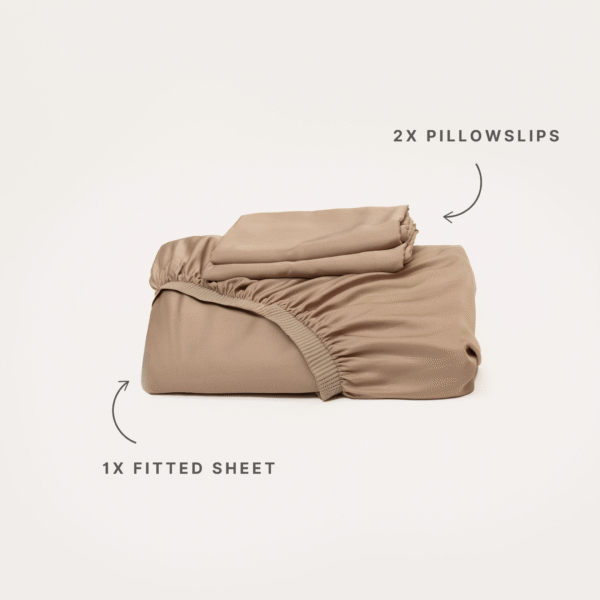 Bamboo Fitted Sheet & Pillowslips – Mocha