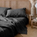 Square Pillowcase in Washed Linen Songe Anthracite