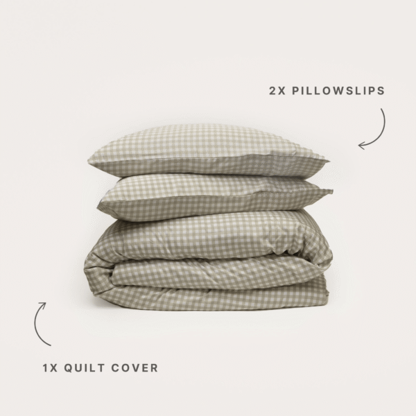 Bamboo Quilt Cover – Olive Gingham