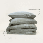 Bamboo Quilt Cover – Olive Stripe