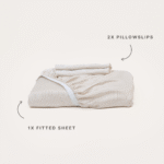 Bamboo Fitted Sheet & Pillowslips – Mocha Stripe