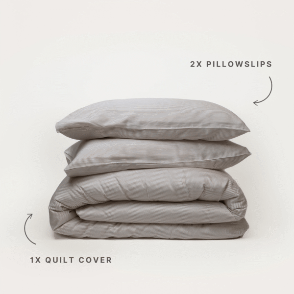 Bamboo Quilt Cover – Mocha Stripe