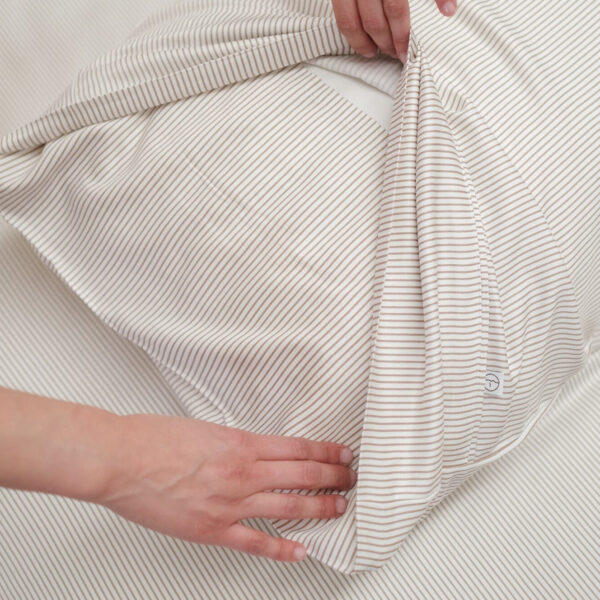 Bamboo Fitted Sheet & Pillowslips – Mocha Stripe