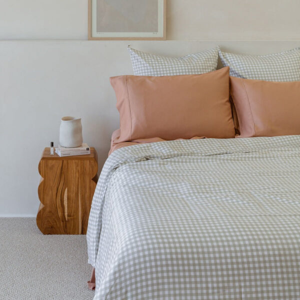 Bamboo Quilt Cover – Olive Gingham