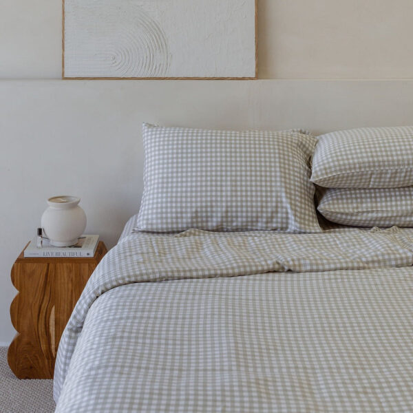 Bamboo Quilt Cover – Olive Gingham