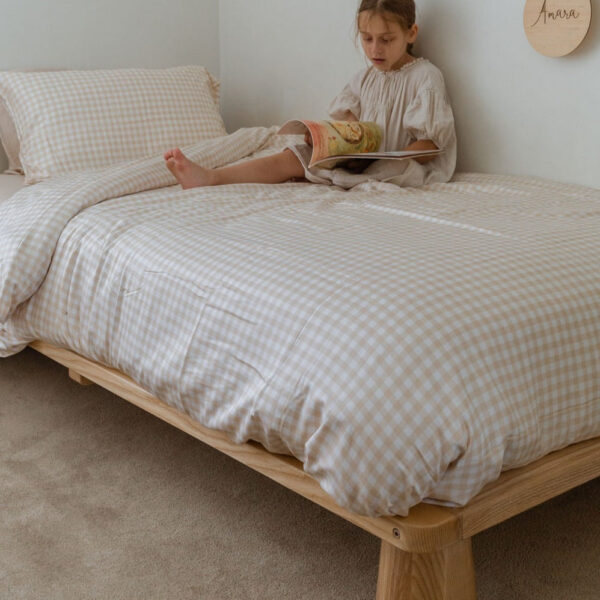 Bamboo Quilt Cover – Oat Gingham