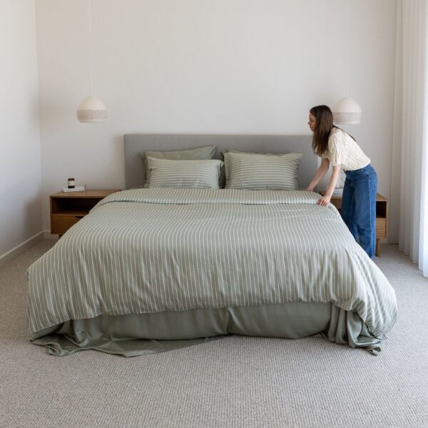 Bamboo Quilt Cover – Olive Stripe