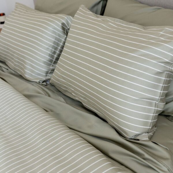 Bamboo Quilt Cover – Olive Stripe