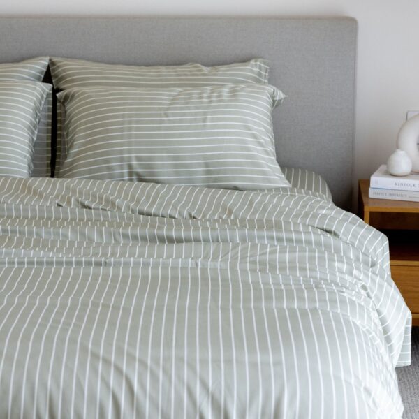 Bamboo Quilt Cover – Olive Stripe