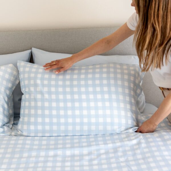 Bamboo Quilt Cover – Sky Gingham