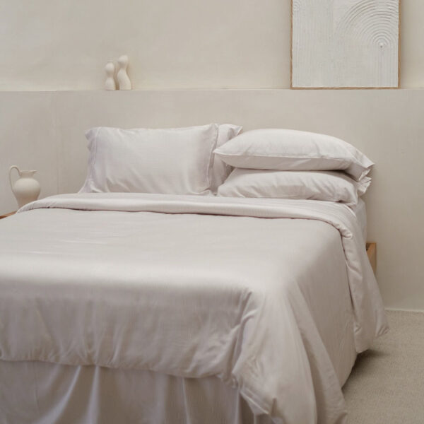 Bamboo Quilt Cover – Mocha Stripe