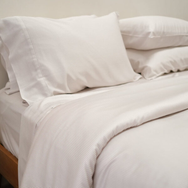 Bamboo Quilt Cover – Mocha Stripe