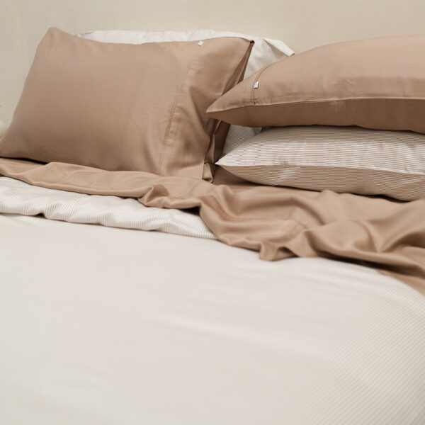 Bamboo Quilt Cover – Mocha Stripe