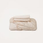 Bamboo Fitted Sheet & Pillowslips – Oat Gingham