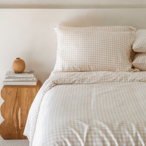 Bamboo Quilt Cover – Oat Gingham