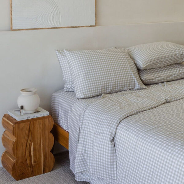 Bamboo Quilt Cover – Olive Gingham