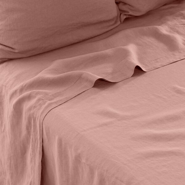 Flatsheet in Washed Linen Songe Ash Pink