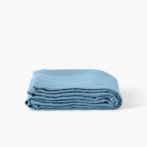 Flatsheet in Washed Linen Songe Baltic Blue