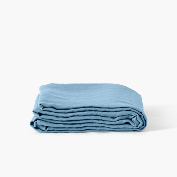 Flatsheet in Washed Linen Songe Baltic Blue