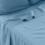 Flatsheet in Washed Linen Songe Baltic Blue
