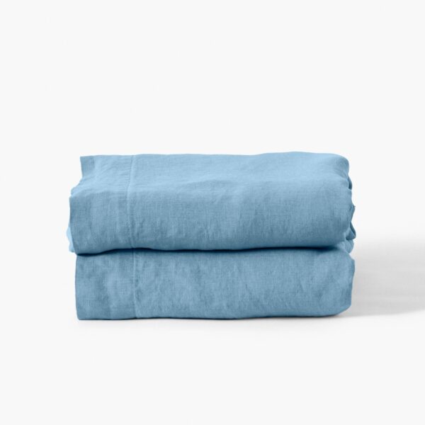 Flatsheet in Washed Linen Songe Baltic Blue