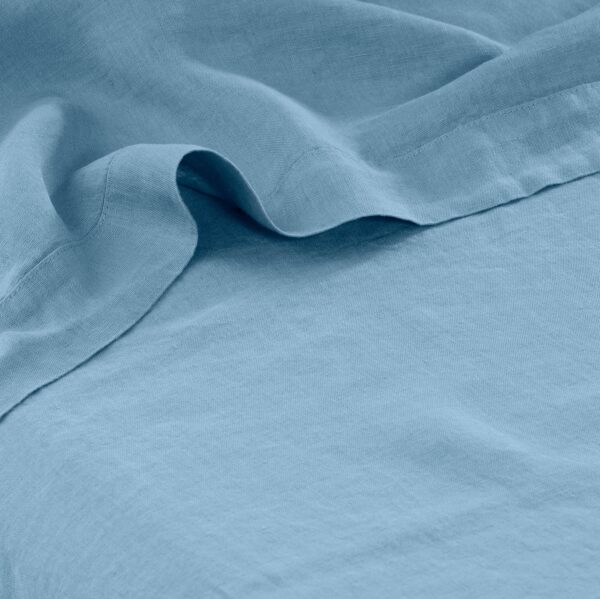 Flatsheet in Washed Linen Songe Baltic Blue