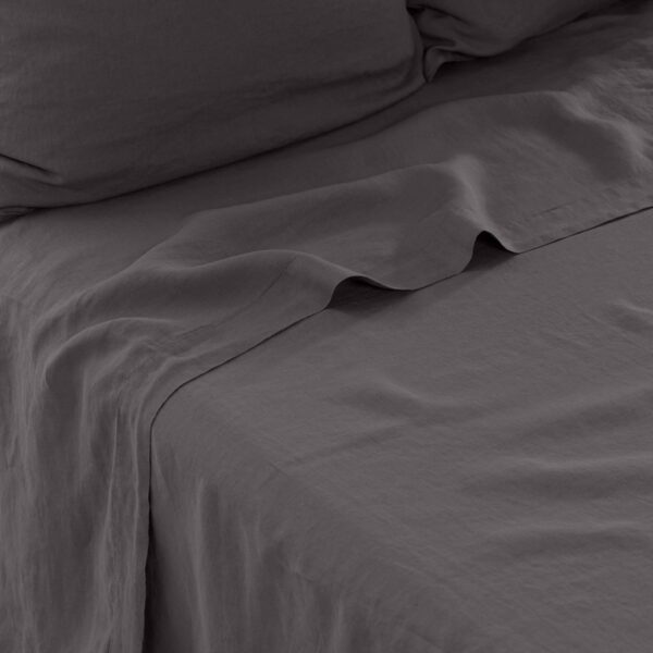 Flatsheet in Washed Linen Songe Charcoal