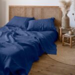 Flatsheet in Washed Linen Songe China Blue