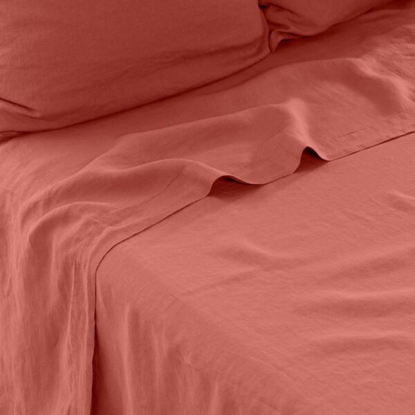Flatsheet in Washed Linen Songe Terracotta