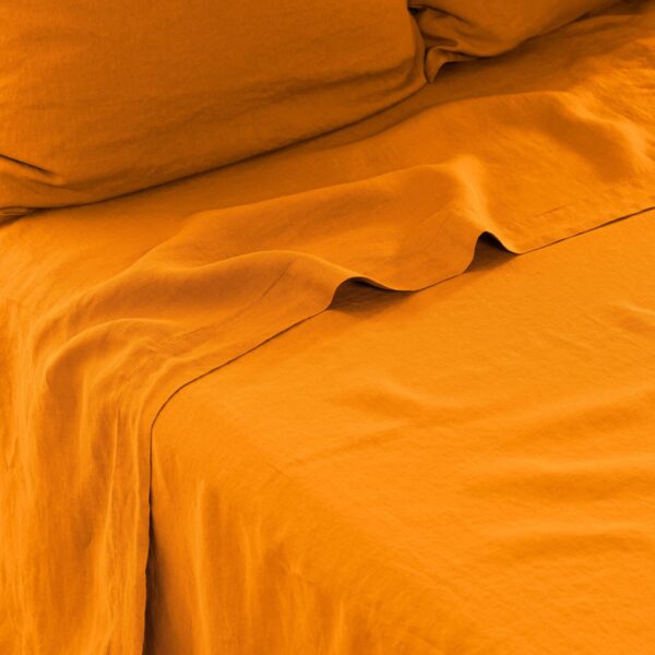 Flatsheet in Washed Linen Songe Turmeric