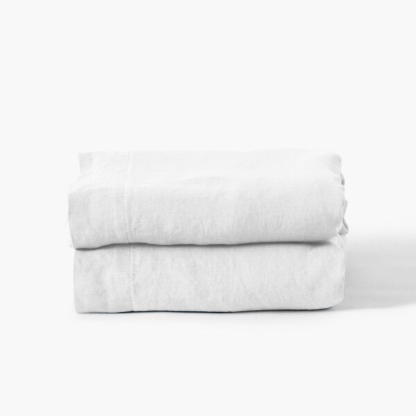 Flatsheet in Washed Linen Songe White
