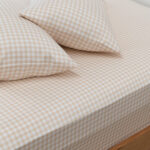 Bamboo Fitted Sheet & Pillowslips – Oat Gingham